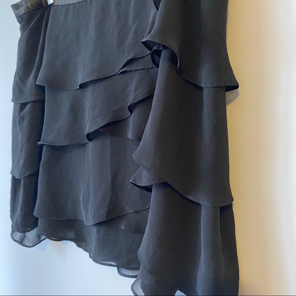 Mexx women’s black tiered sheer ruffle mini skirt - size 14 - Picture 2 of 13